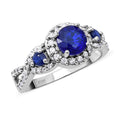 Tanzanian Blue Spinel, Natural White Zircon Infinity Shank Ring in Platinum Over Sterling Silver (Size 10.0) (Delivered in 5-7 Business Days) 1.85 ctw - Sticky add to cart bar