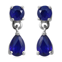 Tanzanian Blue Spinel (DF) Drop Earrings in Platinum Over Sterling Silver 1.65 ctw