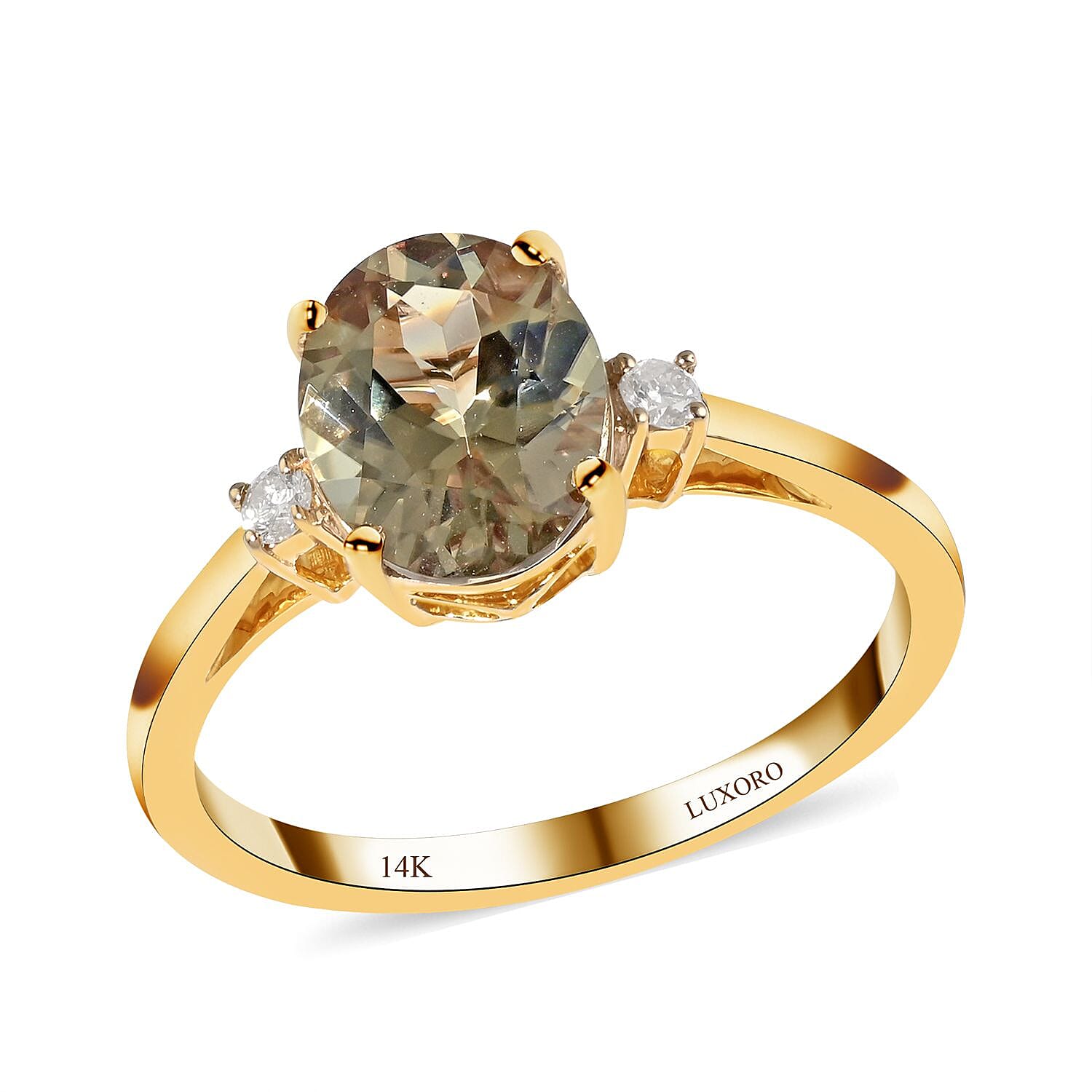 Certified & Appraised LUXORO 14K Yellow Gold AAA Turkizite and G-H I2 Diamond Ring 2.10 Grams 2.10 ctw