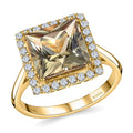 Certified & Appraised ILIANA 18K Yellow Gold AAA Turkizite and G-H SI Diamond Halo Ring 4.15 Grams 4.10 ctw - Sticky add to cart bar