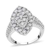 NY Closeout 14K White Gold G-H I1-I2 Diamond Cluster Marquise Ring 6 Grams 2.00 ctw