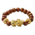 Feng Shui Black Obsidian Carved Beaded Bracelet in Goldtone 6.50 Inches 138.00 ctw - Sticky add to cart bar