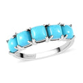 Premium AMERICAN Natural Sleeping Beauty Turquoise 5 Stone Ring in Platinum Over Sterling Silver 1.75 ctw - Sticky add to cart bar