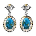 Premium Peruvian Opalina Elephant Earrings in 14K Yellow Gold and Platinum Over Copper with Magnet 9.35 ctw - Sticky add to cart bar