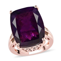 AAA Amethyst and Natural Champagne Diamond Ring in Vermeil Rose Gold Over Sterling Silver 19.65 ctw