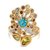 Multi Gemstone 2.97 ctw Cluster Ring in Vermeil Yellow Gold Over Sterling Silver (Size 11.5)