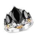 Natural Thai Black Spinel and Black Diamond Accent Ring in Platinum Over Sterling Silver (Size 6.0) 4.85 ctw - Sticky add to cart bar