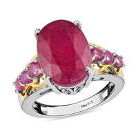 Niassa Ruby Ring in Vermeil Yellow Gold and Platinum Over Sterling Silver 10.35 ctw