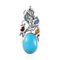 Artisan Crafted Premium Sleeping Beauty Turquoise and Multi Gemstone Fancy Pendant in Sterling Silver 5.35 ctw - Sticky add to cart bar