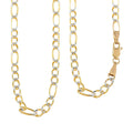 Maestro Gold Collection Italian 10K Yellow & White Gold Pave Figaro Necklace | Dual Tone Gold Figaro Chain Necklace | 18 Inches Chain Necklace | Gold Jewelry For Her 6.80 Grams - Sticky add to cart bar