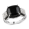 Thai Black Spinel and White Topaz Ring in Rhodium and Platinum Over Sterling Silver (Size 7.0) 6.50 ctw - Sticky add to cart bar