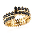 Natural Thai Black Spinel Band Ring in Vermeil Yellow Gold Over Sterling Silver 1.65 ctw - Sticky add to cart bar