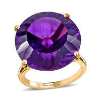 Premium Amethyst Solitaire Ring in Vermeil Yellow Gold Over Sterling Silver 19.35 ctw