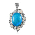 Artisan Crafted Premium Peruvian Opalina and Ethiopian Welo Opal 17.90 ctw Pendant in Sterling Silver - Sticky add to cart bar