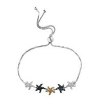 GP Special Sea Life Diamond Collection Blue and Yellow Diamond and Diamond Bolo Bracelet in Platinum Over Sterling Silver 0.50 ctw