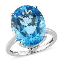 LUXORO 10K White Gold AAA Swiss Blue Topaz Solitaire Ring (3 g) 11.85 ctw