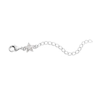 Simulated Diamond 9mm Lobster Lock with Plum Blossom Extender Chain in Rhodium Over Sterling Silver (2 In) 0.50 ctw