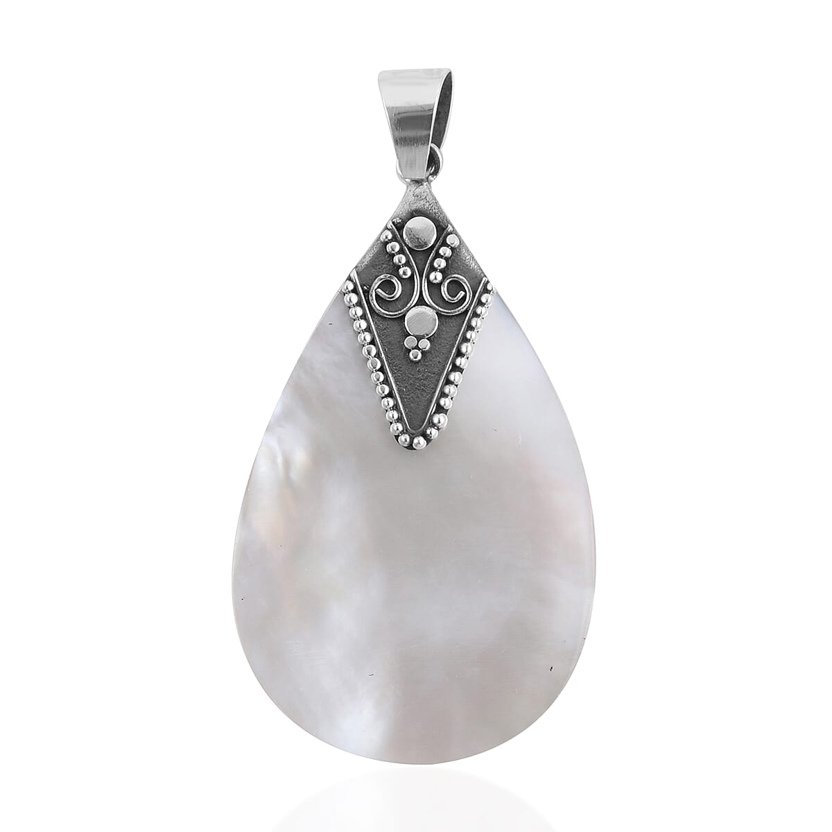 Mother Of Pearl Fancy Pendant in Sterling Silver