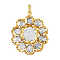 Artisan Crafted Polki Diamond Cocktail Pendant in Platinum Over Sterling Silver 1.50 ctw