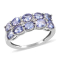 Tanzanite, Natural White Zircon Half Eternity Band Ring in Platinum Over Sterling Silver (Size 10.0) 1.50 ctw - Sticky add to cart bar