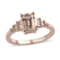 Marropino Morganite and Diamond Ring in Vermeil Rose Gold Over Sterling Silver (Size 10.0) 1.00 ctw - Sticky add to cart bar