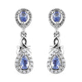 Tanzanite and Natural White Zircon Earrings in Platinum Over Sterling Silver 1.00 ctw - Sticky add to cart bar