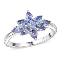 Tanzanite Ring in Platinum Over Sterling Silver (Size 10.0) 1.30 ctw