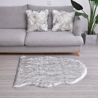 HOMESMART Gray Small Skin Shape Stitched Backing Faux Fur Glitter Carpet (35"x47") with Foam Inside and 2pcs Cushion Cover (18"x18")