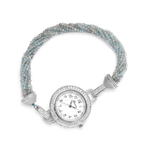 GENOA Miyota Japanese Movement Natural Thai Black Spinel, Natural White Zircon Beaded Multi Strand Bracelet Watch (7.00 In) 71.00 ctw