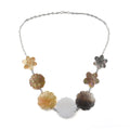 Multi Color Mother of Pearl Carved Flower Necklace 22 Inches in Stainless Steel - Sticky add to cart bar