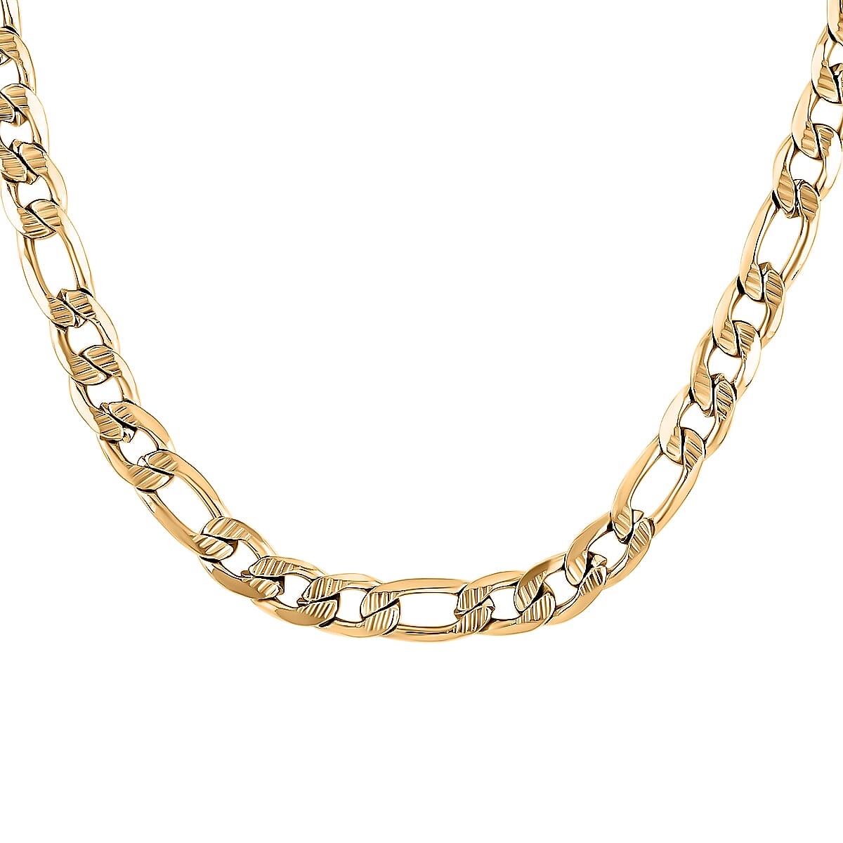 Figaro Necklace 24 Inches in ION Plated Yellow Gold Stainless Steel 25.90 Grams