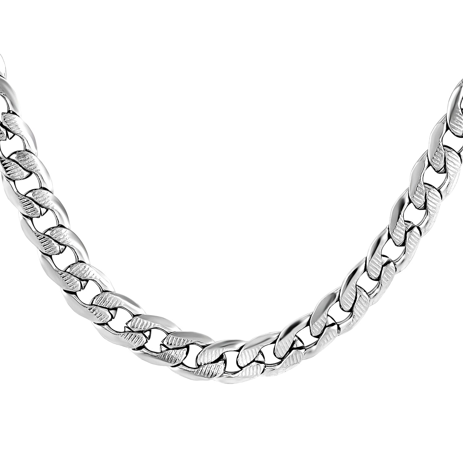 Curb Necklace 24 Inches in Stainless Steel 44.40 Grams