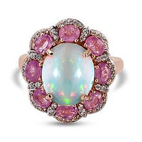 Ethiopian Welo Opal and Multi Gemstone 5.65 ctw Ring in Vermeil RG Over Sterling Silver (Size 10.0)
