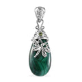 African Malachite and Peridot Dragonfly Pendant in Platinum Over Copper 24.40 ctw - Sticky add to cart bar