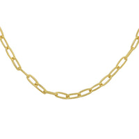 Italian 14K Yellow Gold Over Sterling Silver 4mm Diamond Cut Paperclip Necklace 16 Inches 8.80 Grams