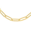 Italian 14K Yellow Gold Over Sterling Silver 3mm Diamond Cut Paper Clip Necklace 30 Inches 10.20 Grams - Sticky add to cart bar