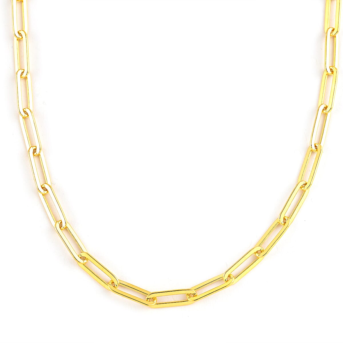 Italian 14K Yellow Gold Over Sterling Silver 4.5mm Diamond Cut Paperclip Necklace 16 Inches 11.90 Grams