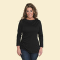 TAMSY Black Long Sleeve Drape Top - Large - Sticky add to cart bar