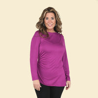 TAMSY Black Long Sleeve Drape Top - Large