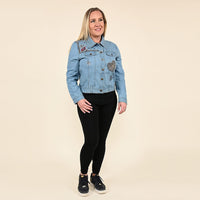 TAMSY Denim Jacket with Crystal Embellishments - Large