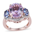 Kunzite, Multi Gemstone Ring in 14K Rose Gold Over Sterling Silver 8.00 ctw - Sticky add to cart bar