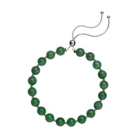 White Jade Beaded Bolo Bracelet in Sterling Silver 70.00 ctw