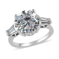 D'Joy Heart & Arrow Cut Moissanite (Rnd 10 mm) Ring in Rhodium Over Sterling Silver (Size 10.0) 3.90 ctw - Sticky add to cart bar