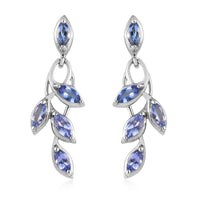 Tanzanite Leaf Earrings in Platinum Over Sterling Silver 1.60 ctw