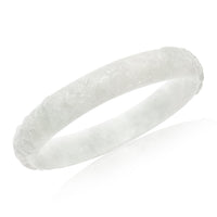 Green Jade Carved Floral Bangle Bracelet (6.75 In) 260.00 ctw