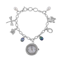 Eon 1962 Swiss Movement Mother Of Pearl and Freshwater Pearl Bracelet Watch in Sterling Silver (6.50-8.00In) (22 mm Case)