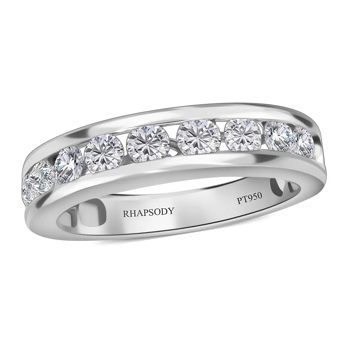 RHAPSODY IGI Certified 950 Platinum Diamond E-F VS Half Eternity Ring (Size 7.0) 5.75 Grams 1.00 ctw