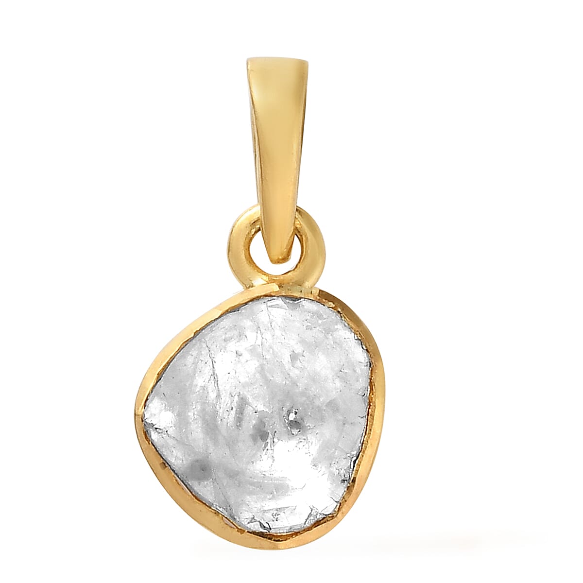 Artisan Crafted Polki Diamond Pendant in 14K Rose Gold Over Sterling Silver 0.33 ctw