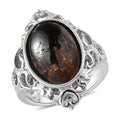 Artisan Crafted Matrix Silver Shungite Solitaire Ring in Platinum Over 950 Copper (Size 10.0) 4.25 ctw - Sticky add to cart bar