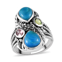 Artisan Crafted Peruvian Opalina and Multi Gemstone Ring in Sterling Silver 2.85 ctw